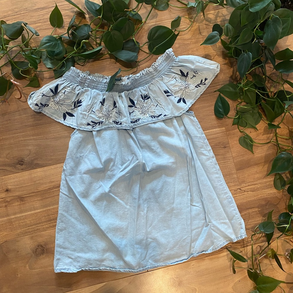 Off the shoulder embroidered top